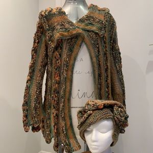 KNITTED BY ME🌺OOAK🌺Handmade Cardigan with Hat
